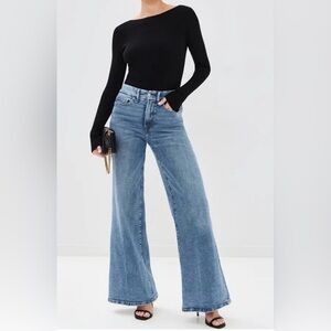 NWT Good American Good Waist High Rise Palazzo Jeans